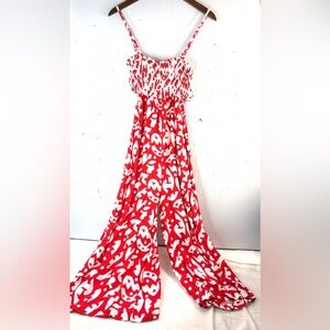 The Odell’s M Stylish Baggy Fit Smocked Top Spaghetti Strap Wide Leg Jumpsuit